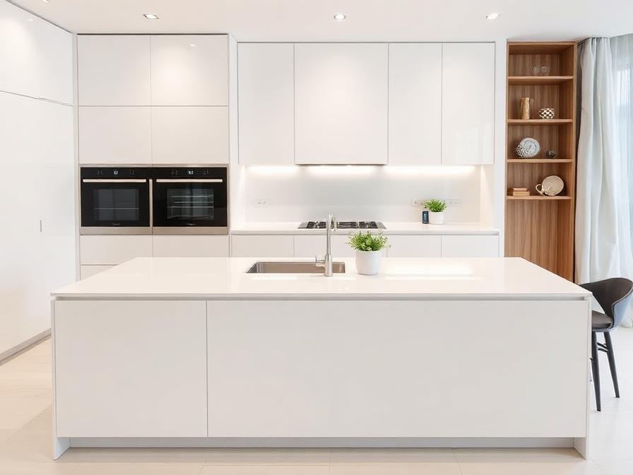 White quartz kitchen worktop
